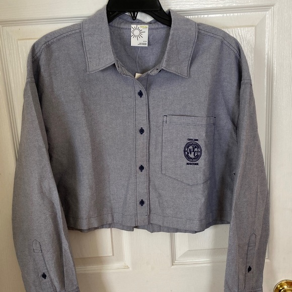 aerie Tops - Aerie Blue & White  Offline NYC Crop Shirt